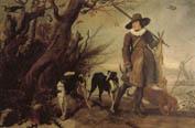 WILDENS, Jan A Hunter with Dogs Against a Landscape oil painting image